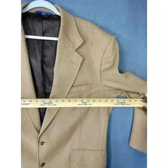 Pendleton Wool Blazer Jacket Size 44 Long Sportcoat Khaki Tan Gold 2 Button EUC - Picture 10 of 12